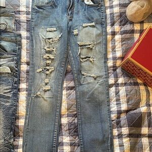 Distressed Blue Jeans